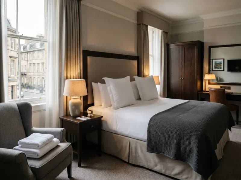 Immaculate commercial white hotel bed linen and pillows for London accommodation